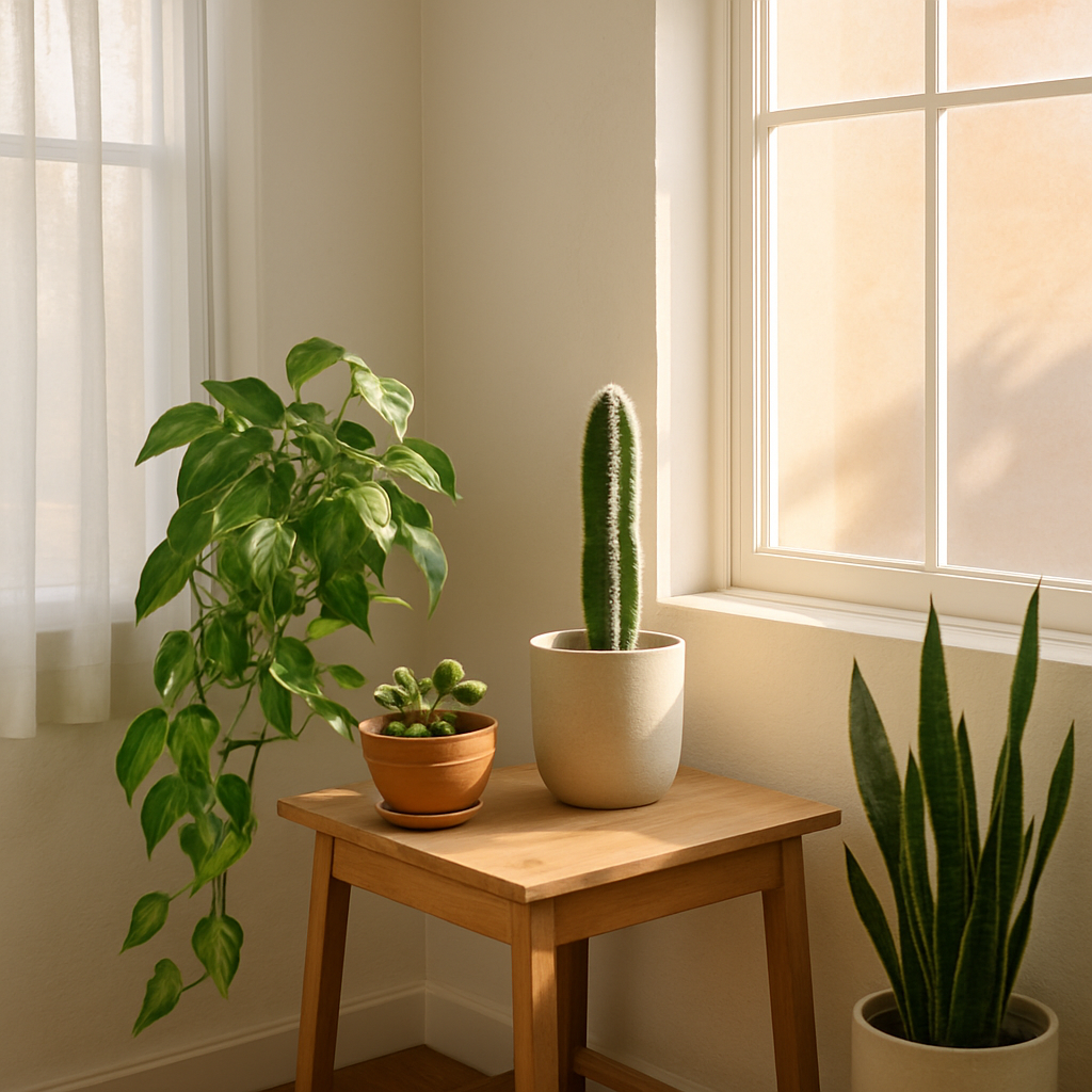 Indoor plants in various light conditions near windows for choosing plants for every light level guide