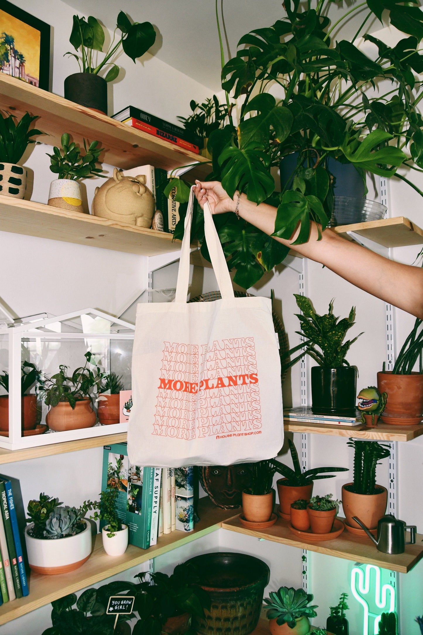 More Plants Tote Bag - Plant Hoarder’s Dream Bag: Durable 100% Cotton with Expandable Bottom Gusset and Long Handles